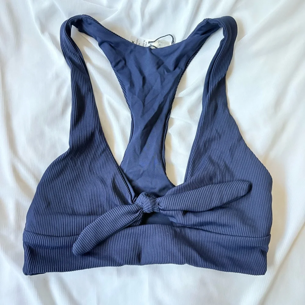 NWOT L*Space ribbed Midnight Blue Tara bikini top XS